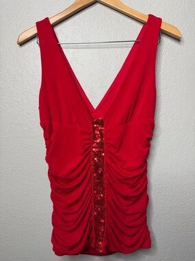 Vintage y2k sequin ruched Fredricks of Hollywood red top sexy club 90s Bratz M